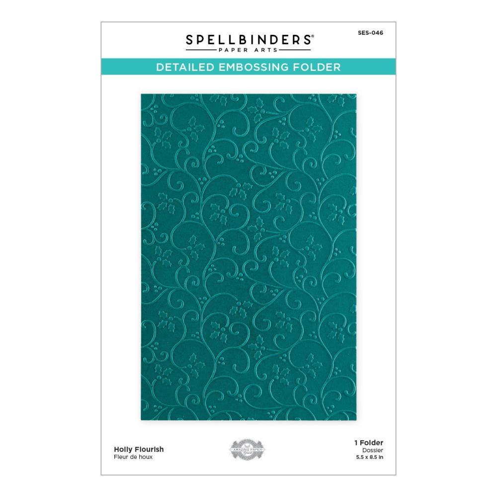 Spellbinders Embossing Folder - Holly Flourish - Christmas Flourish