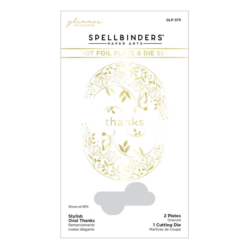 Spellbinders Glimmer Hot Foil Plate & Die From Stylish Ovals - Stylish Oval Thanks