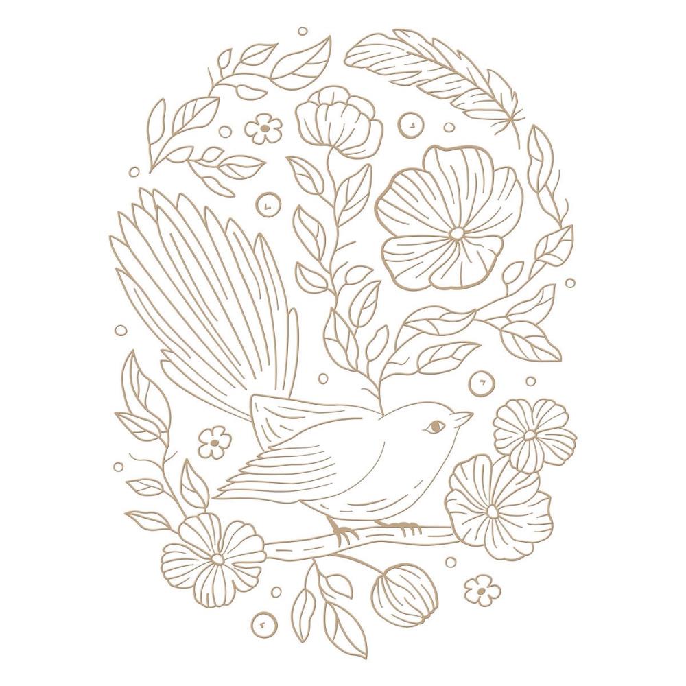 Spellbinders Glimmer Hot Foil Plate From The Stylish Ovals - Stylish Oval Floral Bird