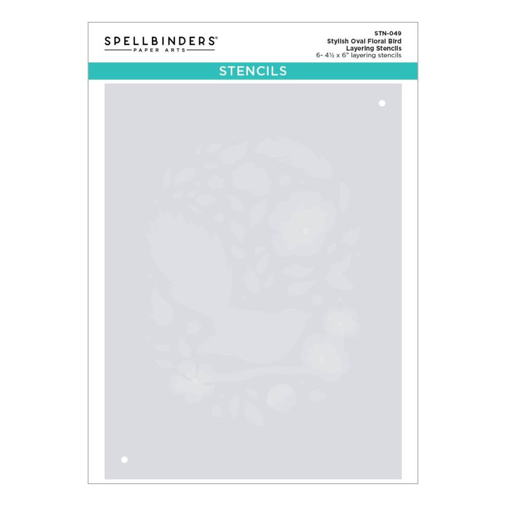 Spellbinders Stencil From The Stylish Ovals - Stylish Oval Floral Bird Layering