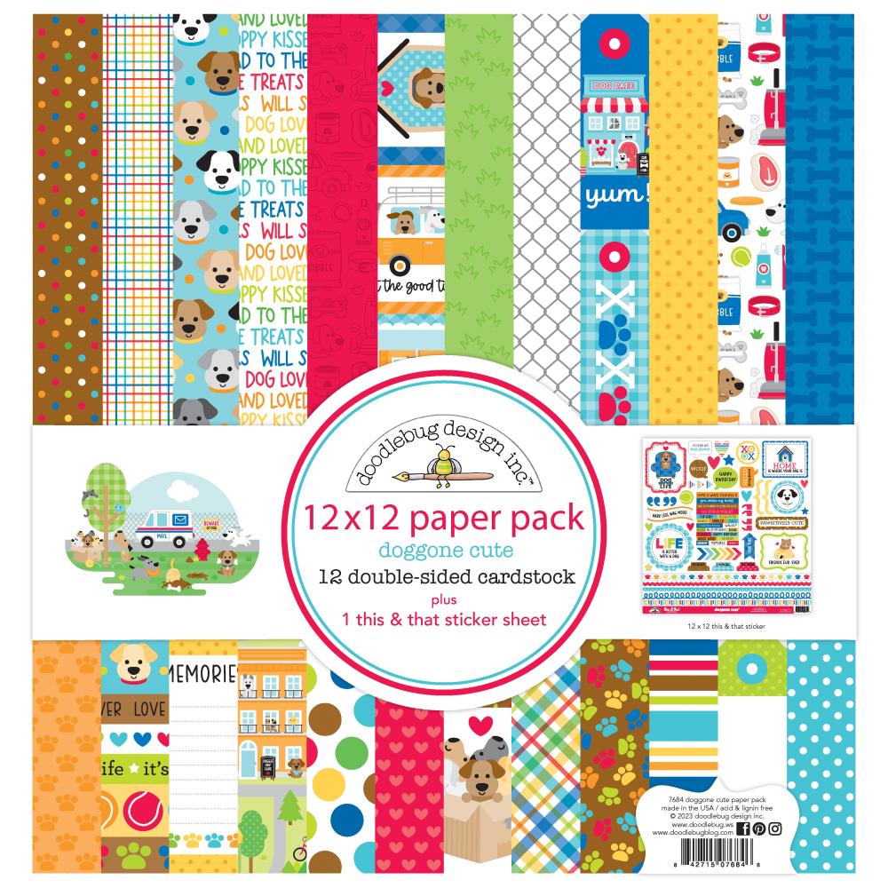 Doodlebug Double-Sided Paper Pack 12X12 - Doggone Cute