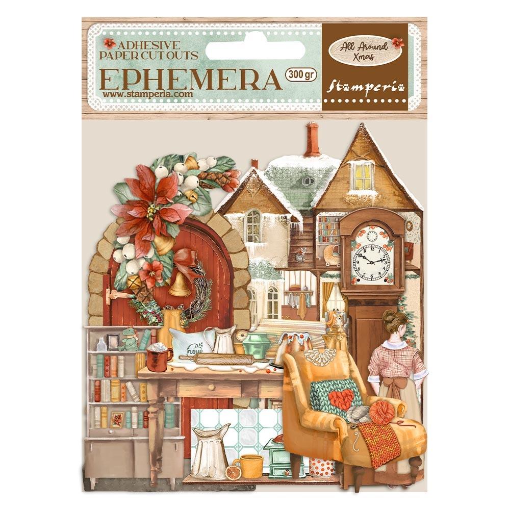 Stamperia Cardstock Ephemera Adhesive Paper Cut Outs - All Around Christmas