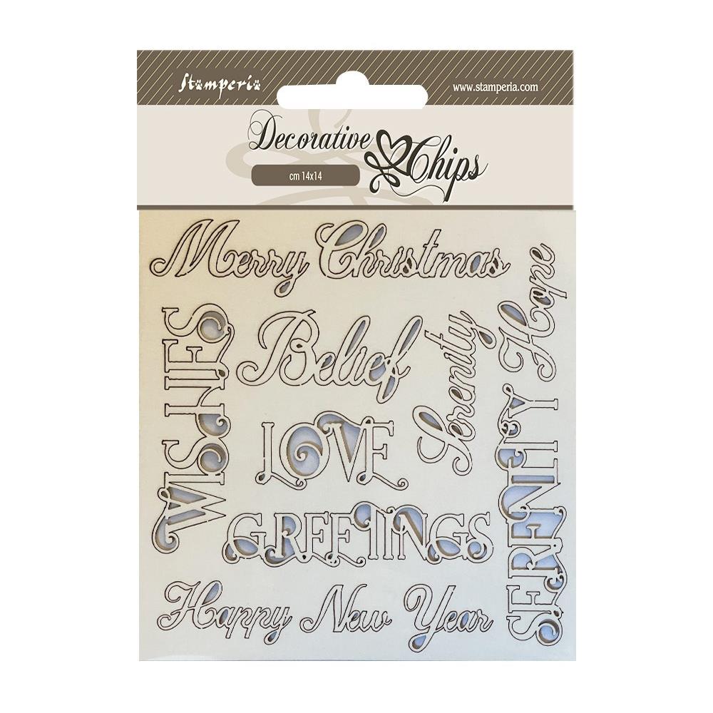 Stamperia Decorative Chips - Christmas Writings