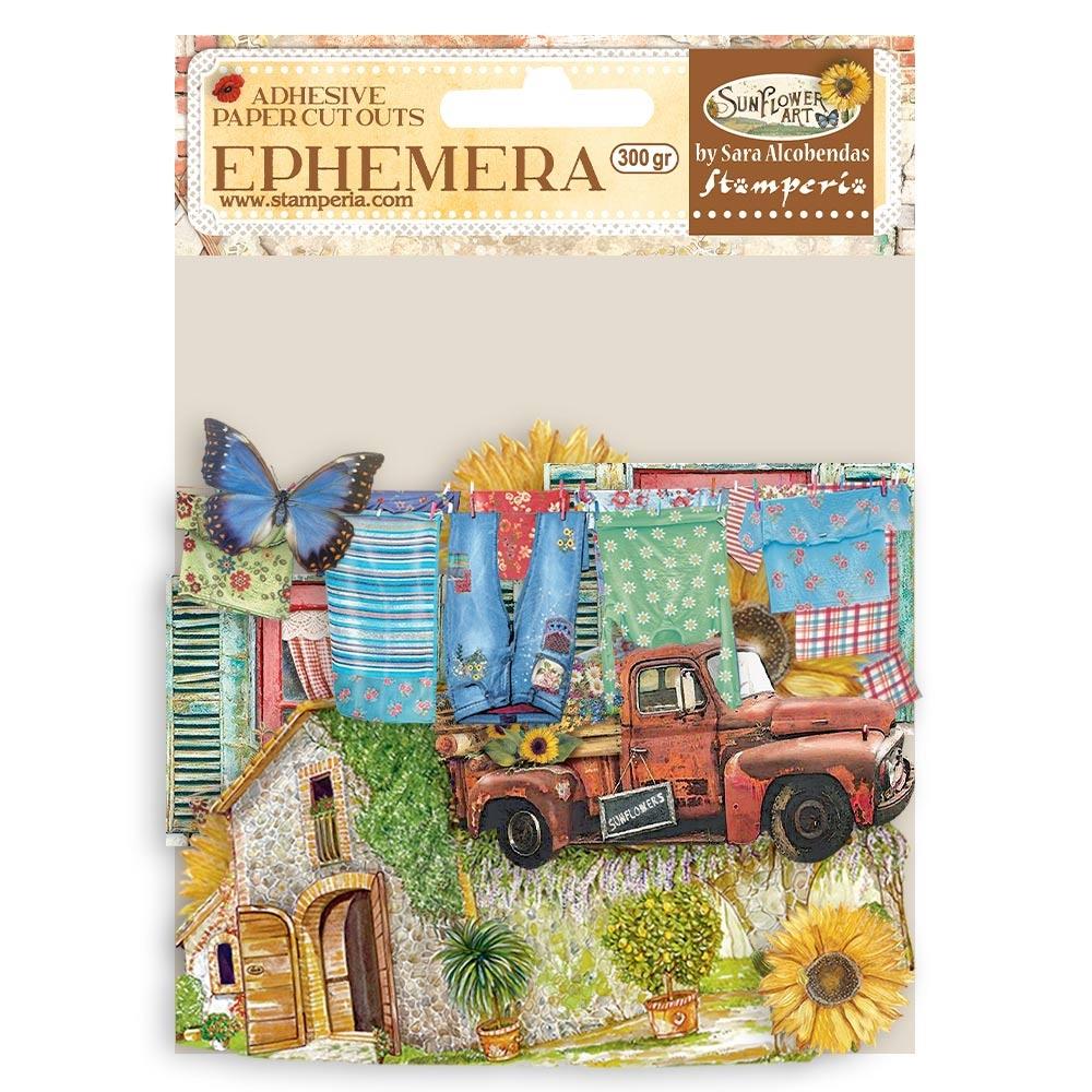 Stamperia Cardstock Ephemera Adhesive Paper Cut Outs - Sunflower Art Elements And Sunflowers