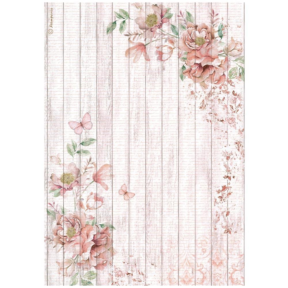 Stamperia Rice Paper Sheet A4 - Roseland Corners With Roses