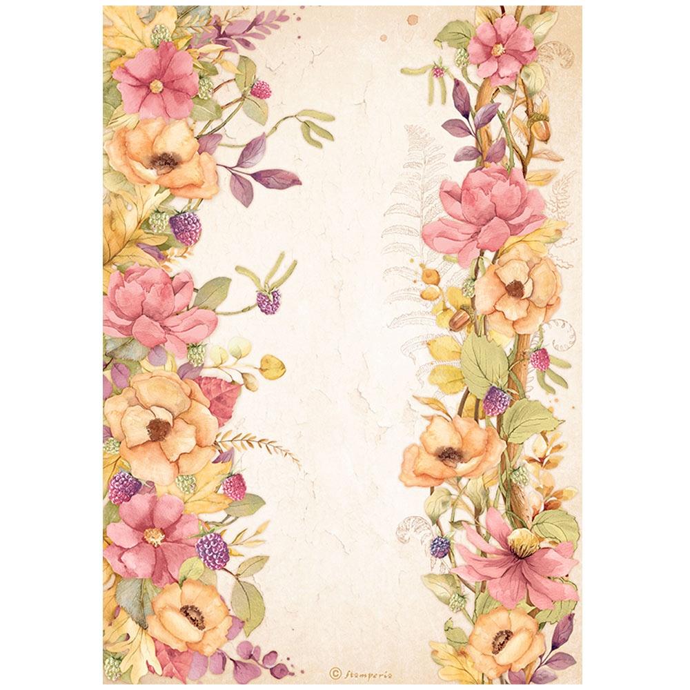 Stamperia Rice Paper Sheet A4 - Woodland Floral Borders