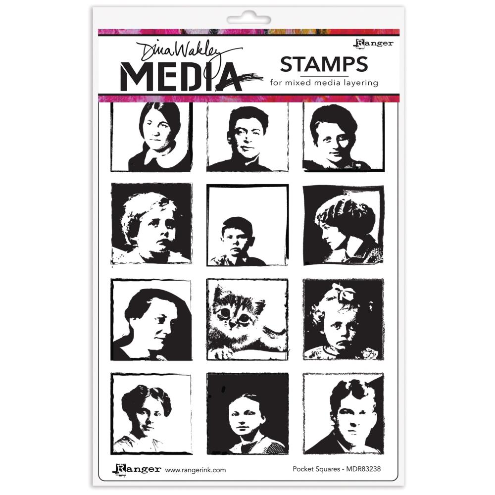 Dina Wakley Media Cling Stamps - Pocket Squares