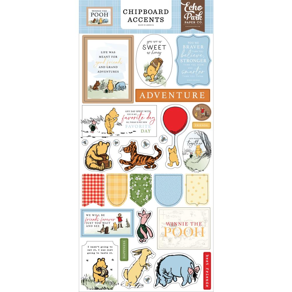 Echo Park Chipboard Phrases - Accents Winnie The Pooh