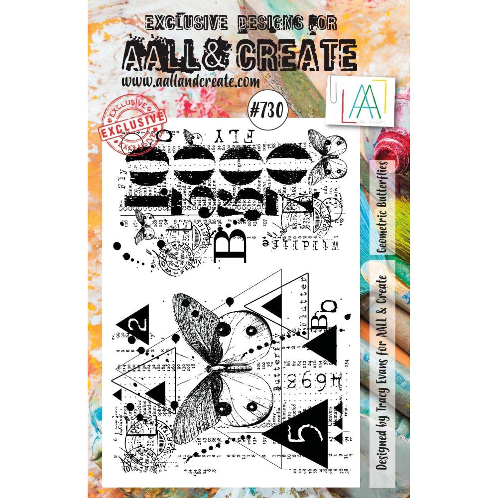 AALL And Create A5 Photopolymer Clear Stamp Set - Geometric Butterflies