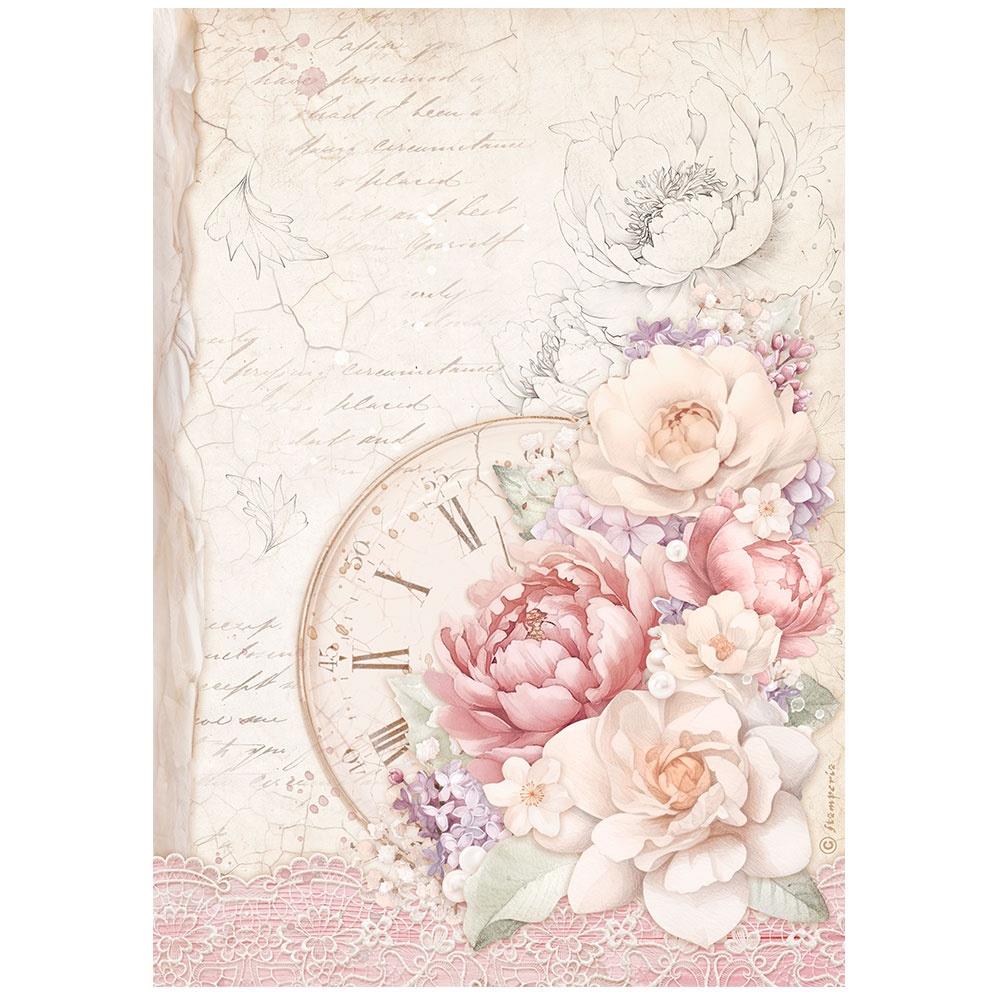 Stamperia Rice Paper Sheet A4 - Romance Forever Clock