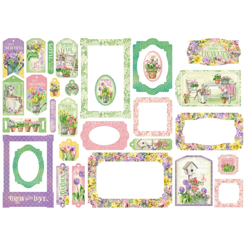 Graphic 45 Cardstock Die-Cut Assortment Chipboard Tags and Frames - Grow With Love