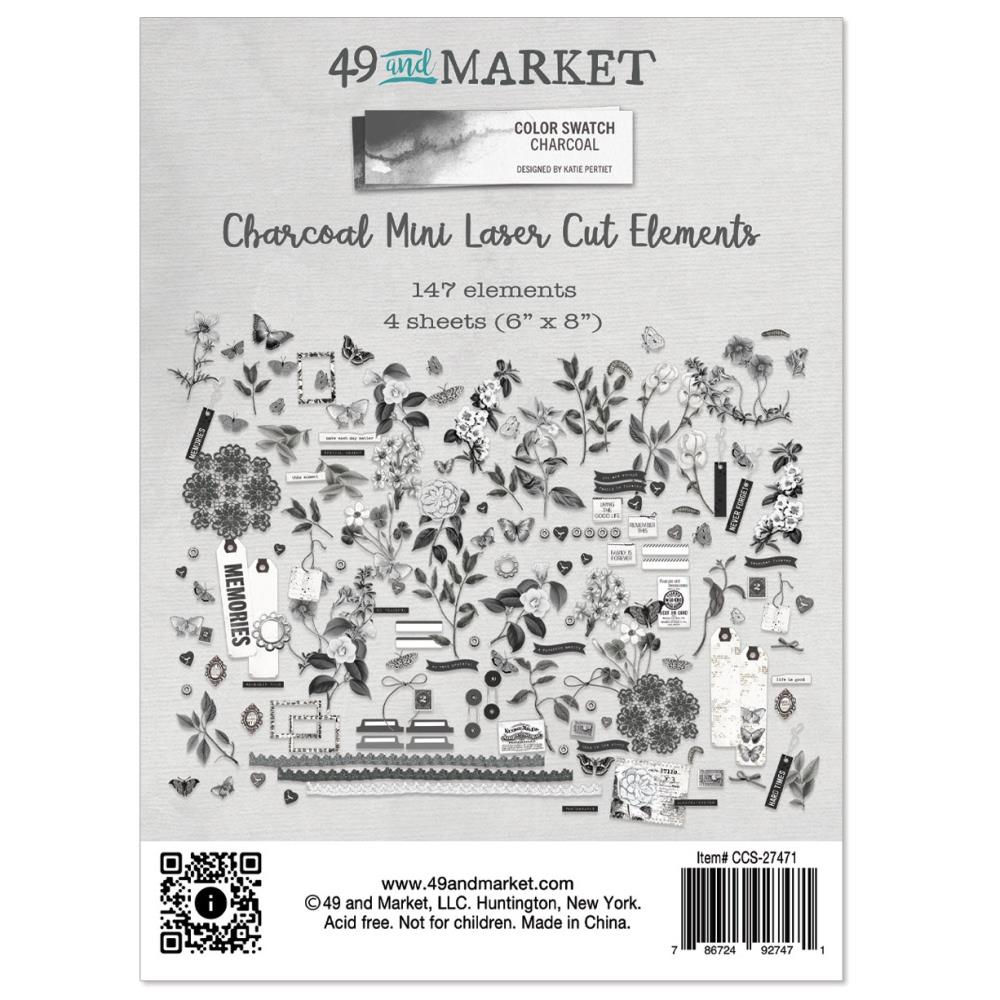 49 And Market - Mini Laser Cut Outs - Color Swatch: Charcoal