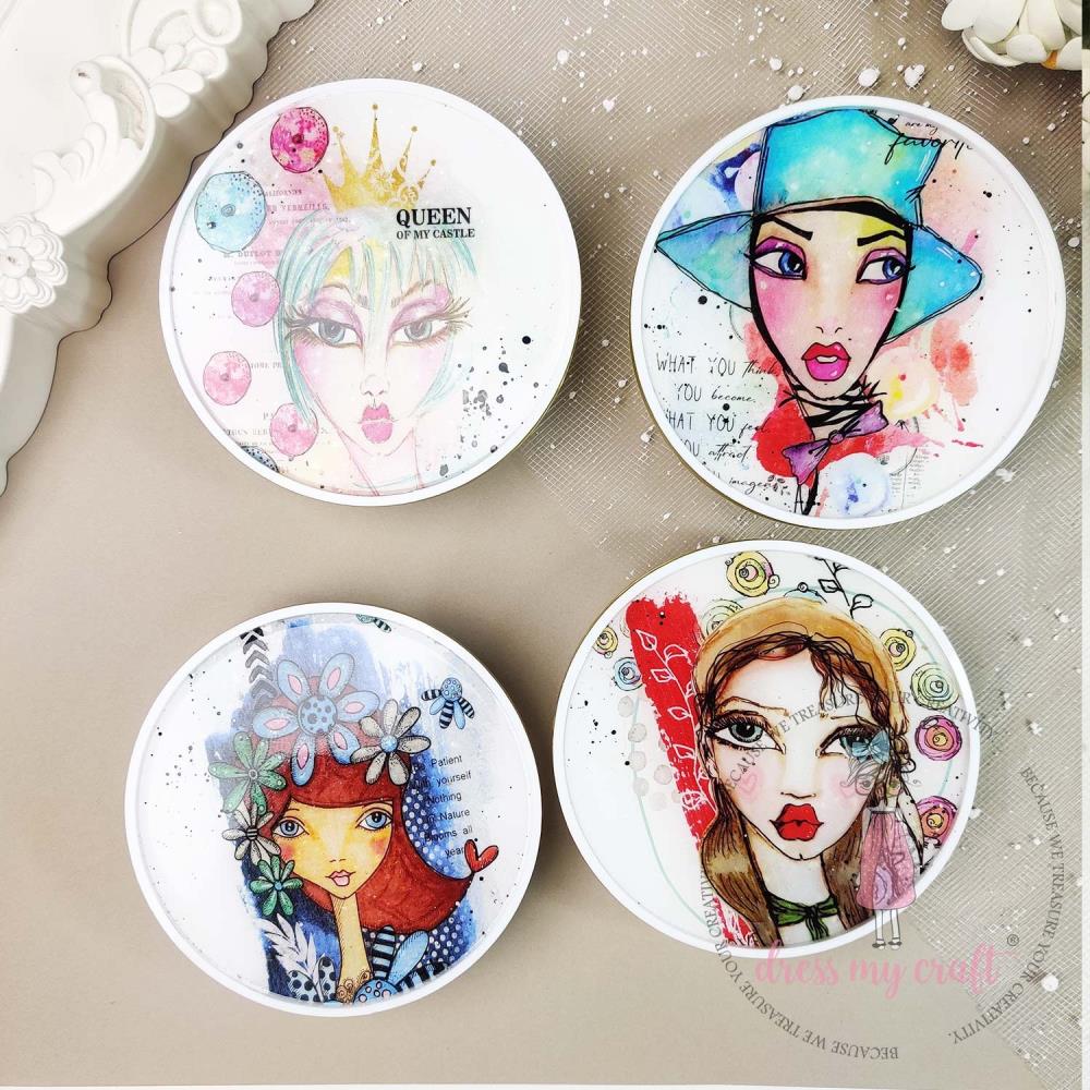 Dress My Craft Acrylic Coasters - Round With Outer Ring