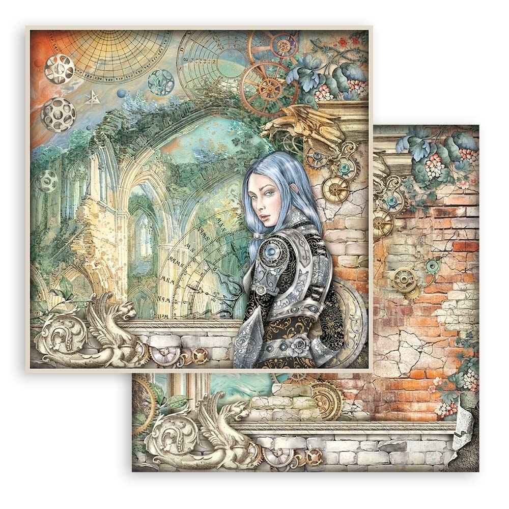 Stamperia Double-Sided Paper Pad 8x8 - Sir Vagabond In Fantasy World