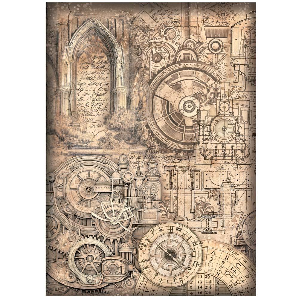 Stamperia Rice Paper Sheet A4 - Sir Vagabond In Fantasy World Mechanical