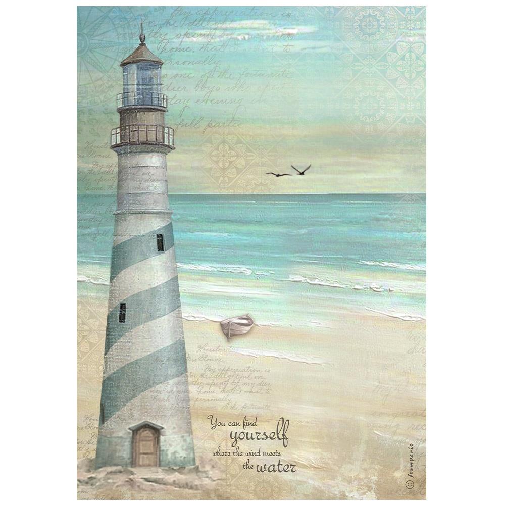 Stamperia Rice Paper Sheet A4 - Sea Land Lighthouse