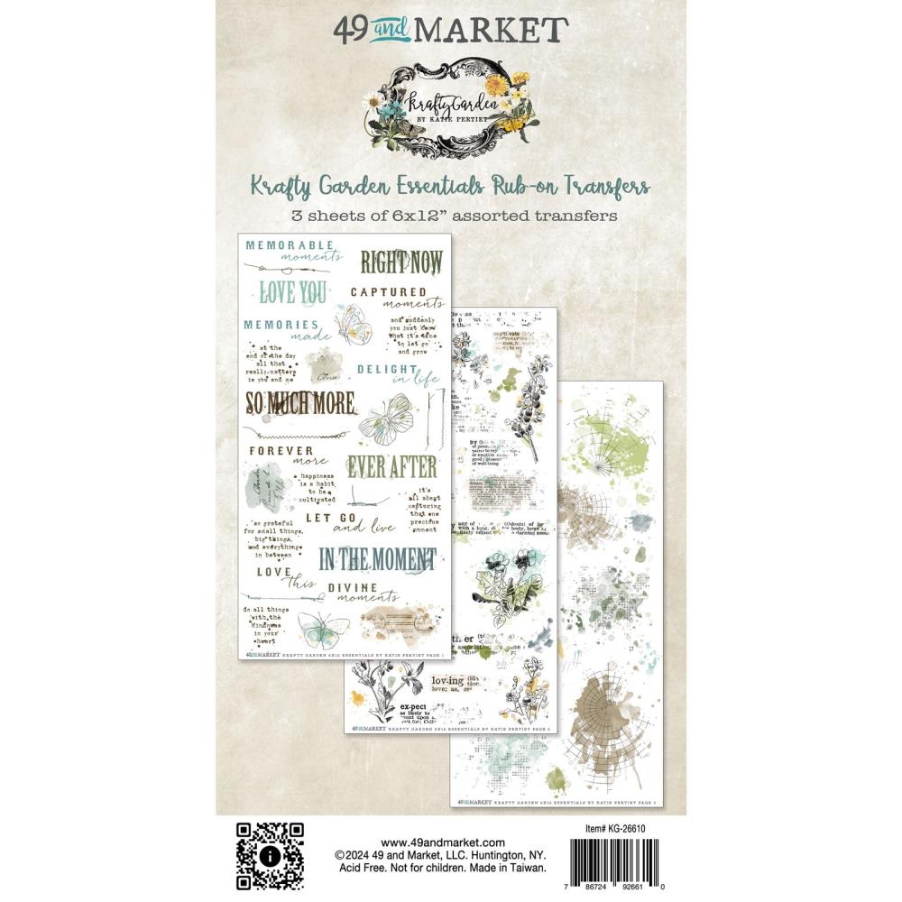 49 And Market Rub-On Transfer Set - Essentials Krafty Garden