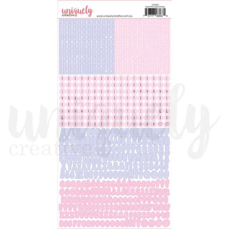 Uniquely Creative - Mixed Pink Alpha Stickers - Pink