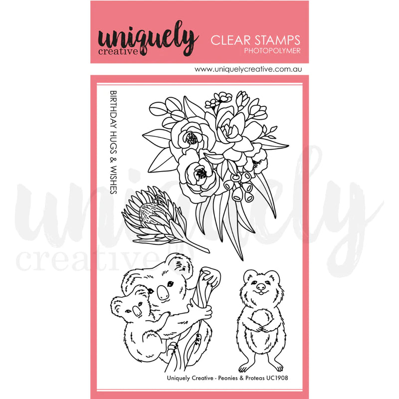 Uniquely Creative - Acrylic Stamp - Peonies and Proteas