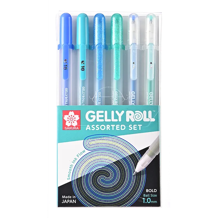 Sakura Gelly Roll - Blue and Green Assorted 6pc Set