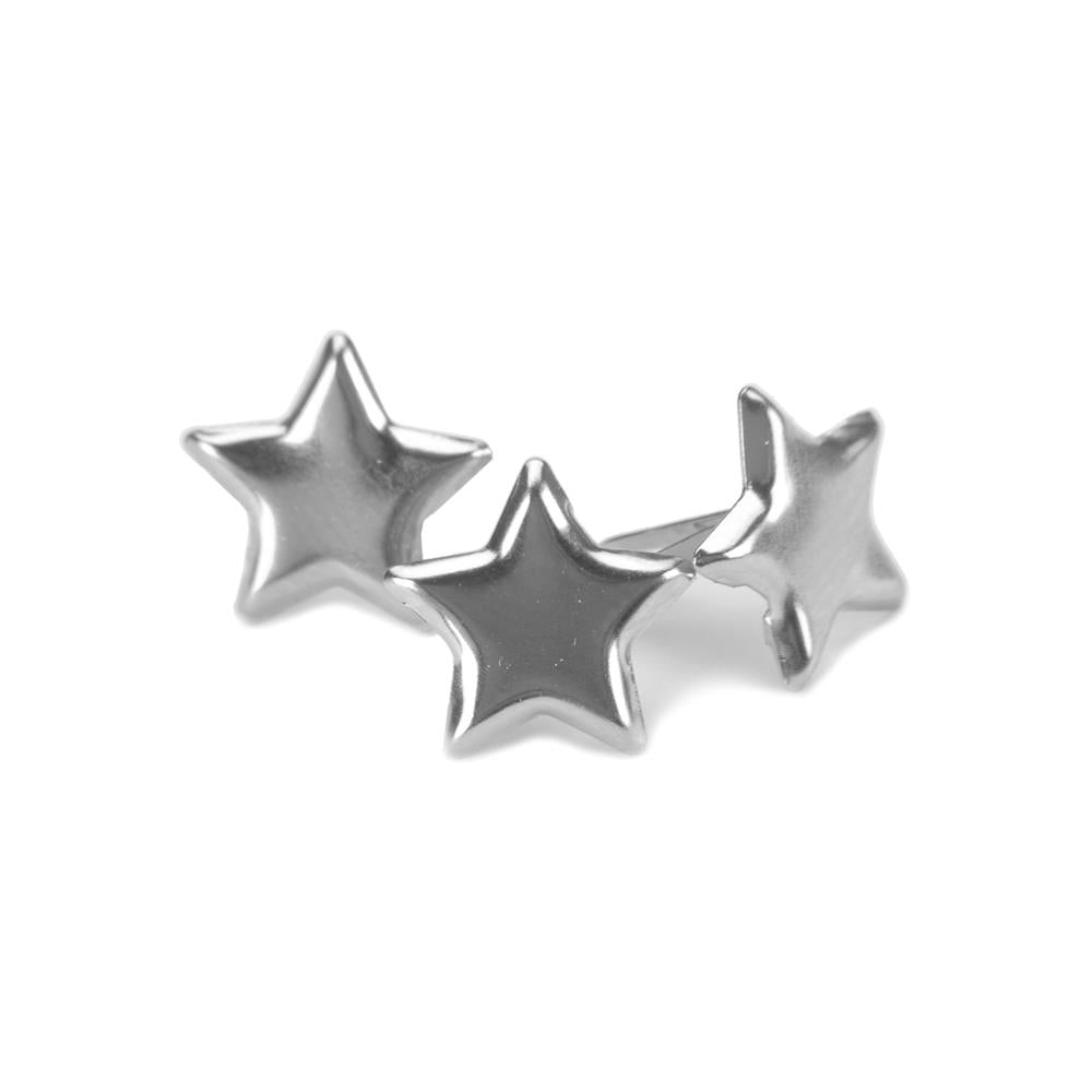 Creative Impressions Metal Paper Fasteners - Stars - Silver