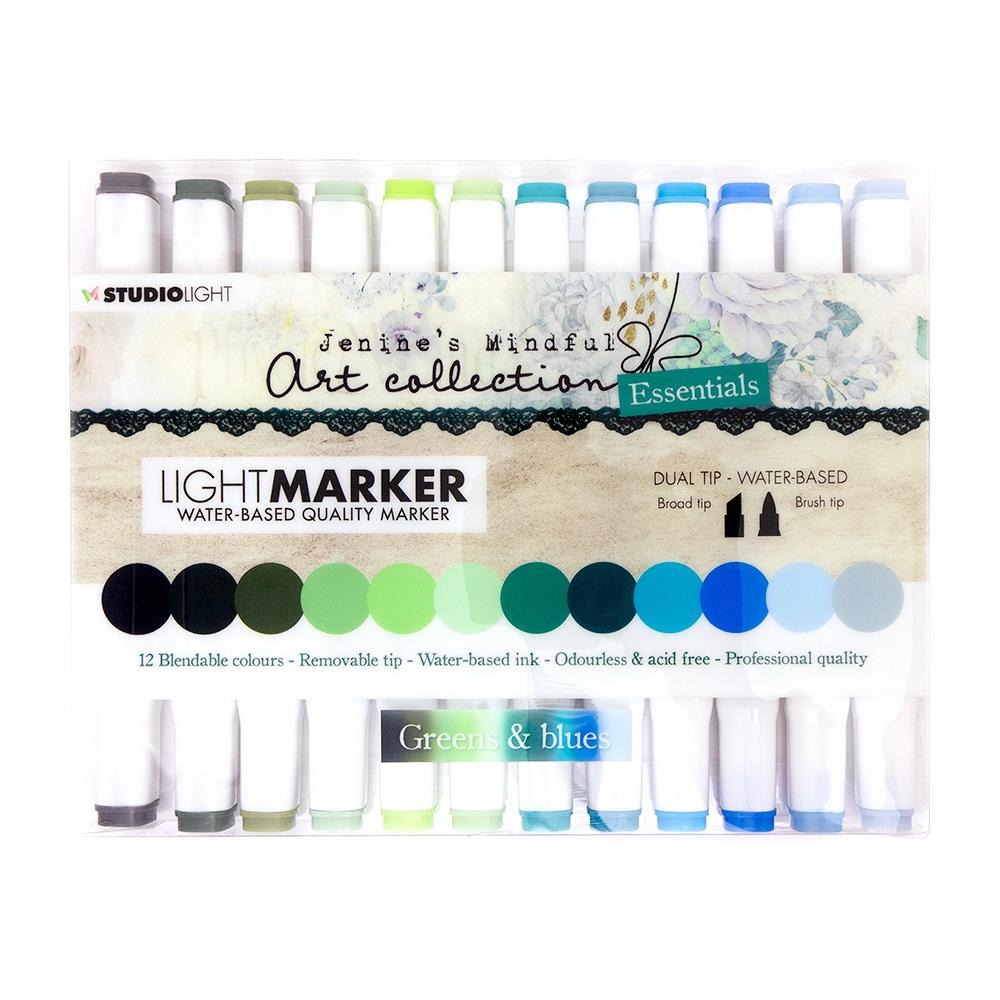 Studio Light Markers With Pvc Box - Nr. 01 Greens & Blues
