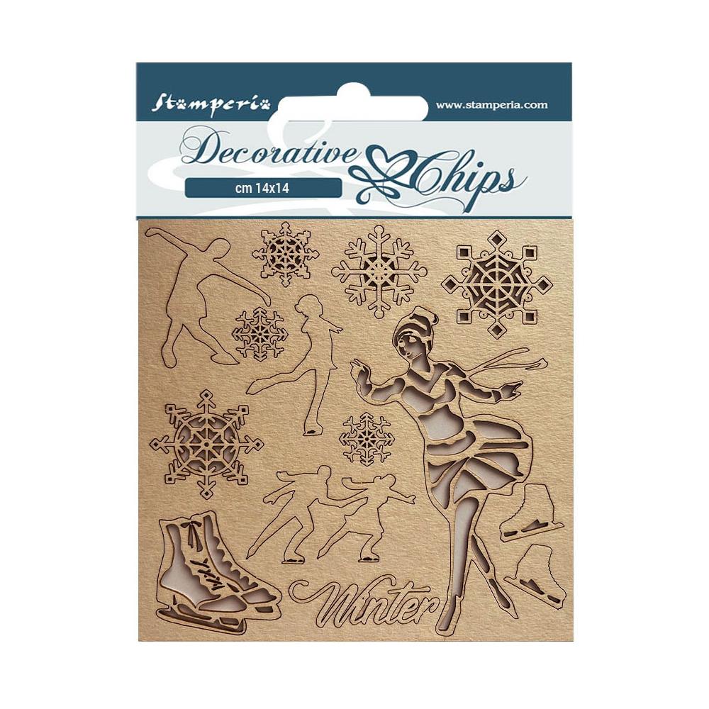 Stamperia Decorative Chips - Sweet Winter Ice Skater