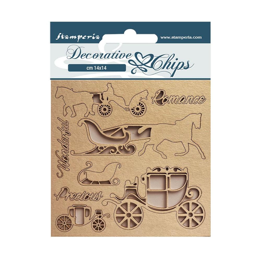 Stamperia Decorative Chips - Sweet Winter Coaches