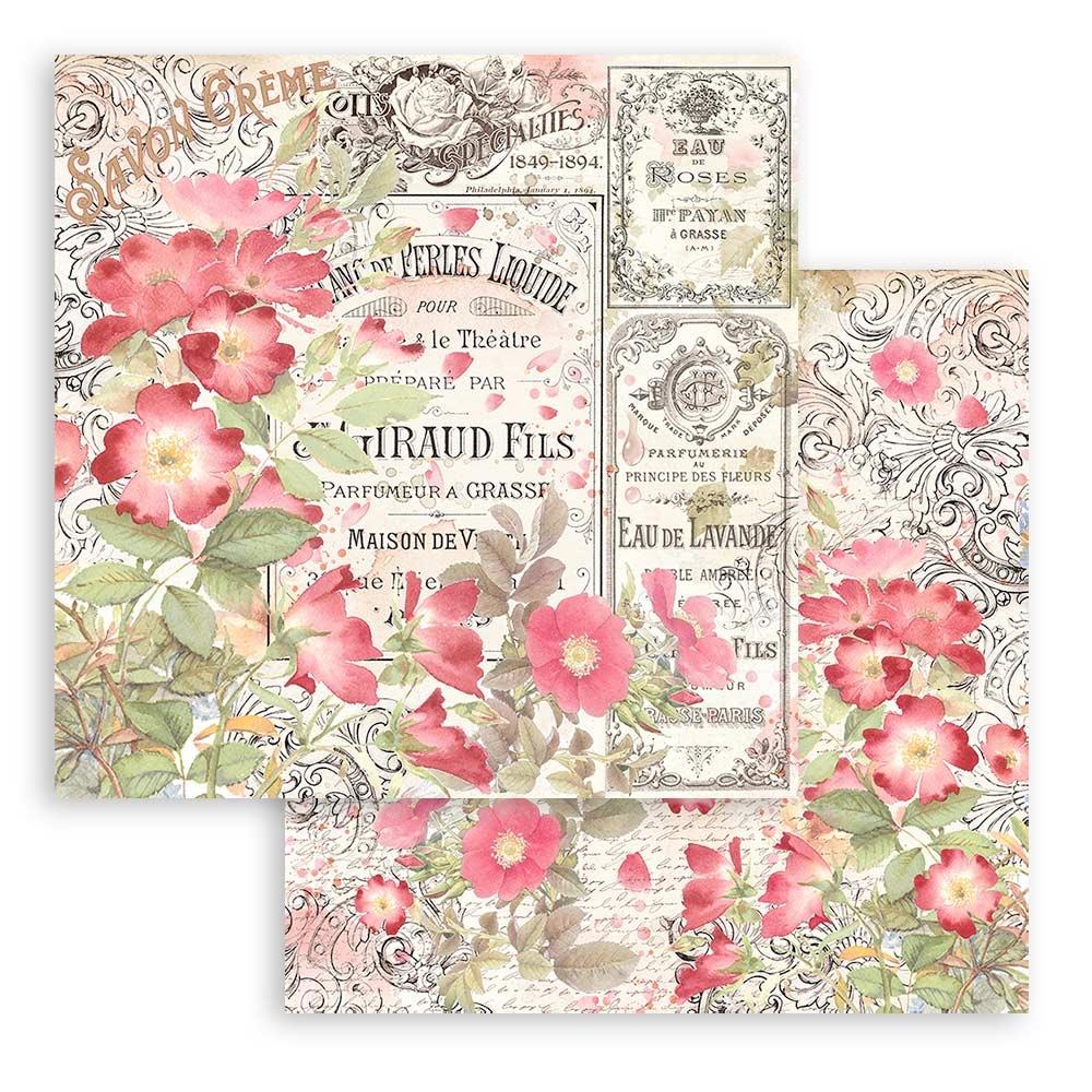 Stamperia Double-Sided Paper Pad 8x8 - Rose Parfum