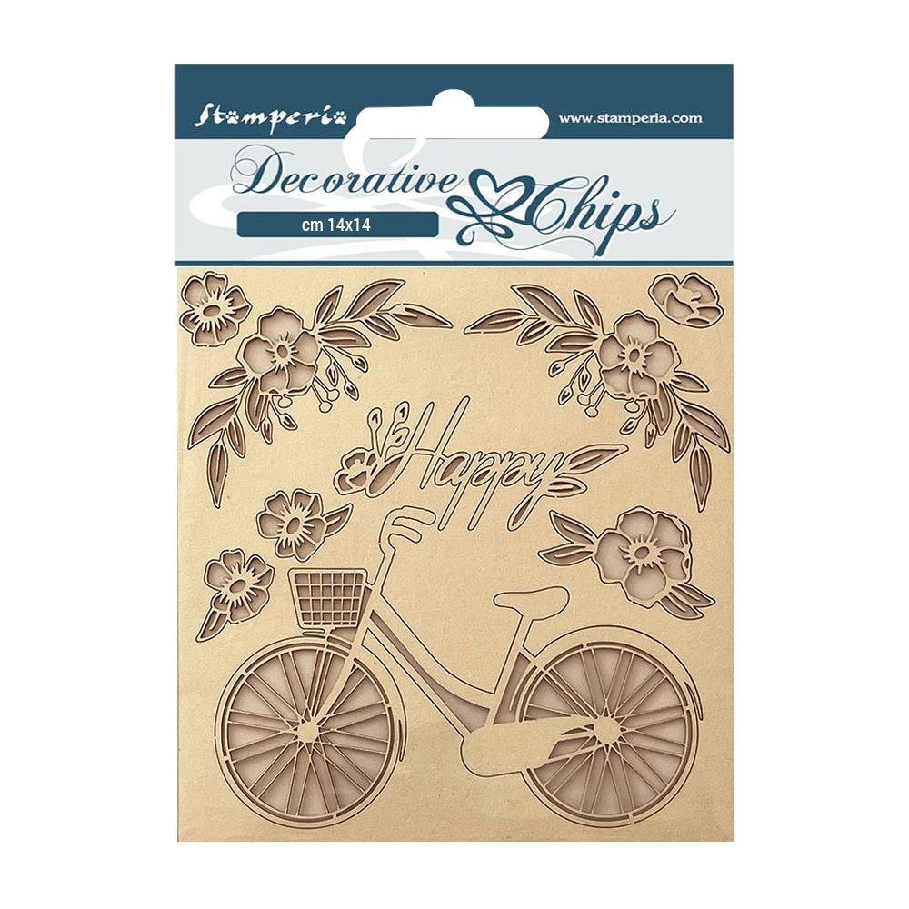 Stamperia Decorative Chips - Create Happiness Welcome Home Bicycle