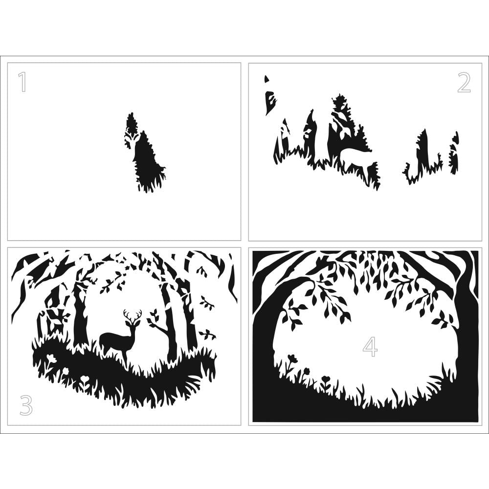 Crafters Workshop Layered Card Stencil 8.5x11 - Layered Forest Scene