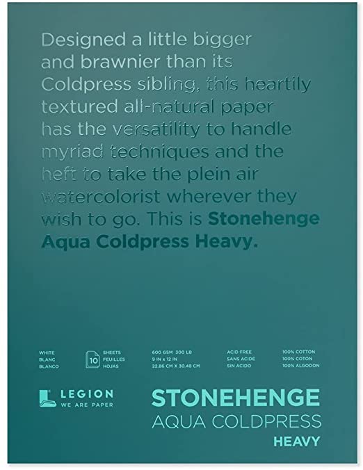 Stonehenge Aqua Block Coldpress Pad 9X12 - White 600GSM