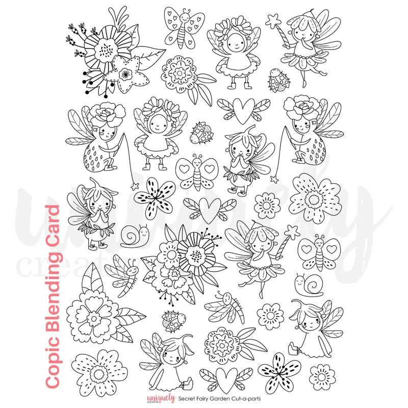 Uniquely Creative - Secret Fairy Garden Copic Blending Card Cut-a-part Sheet