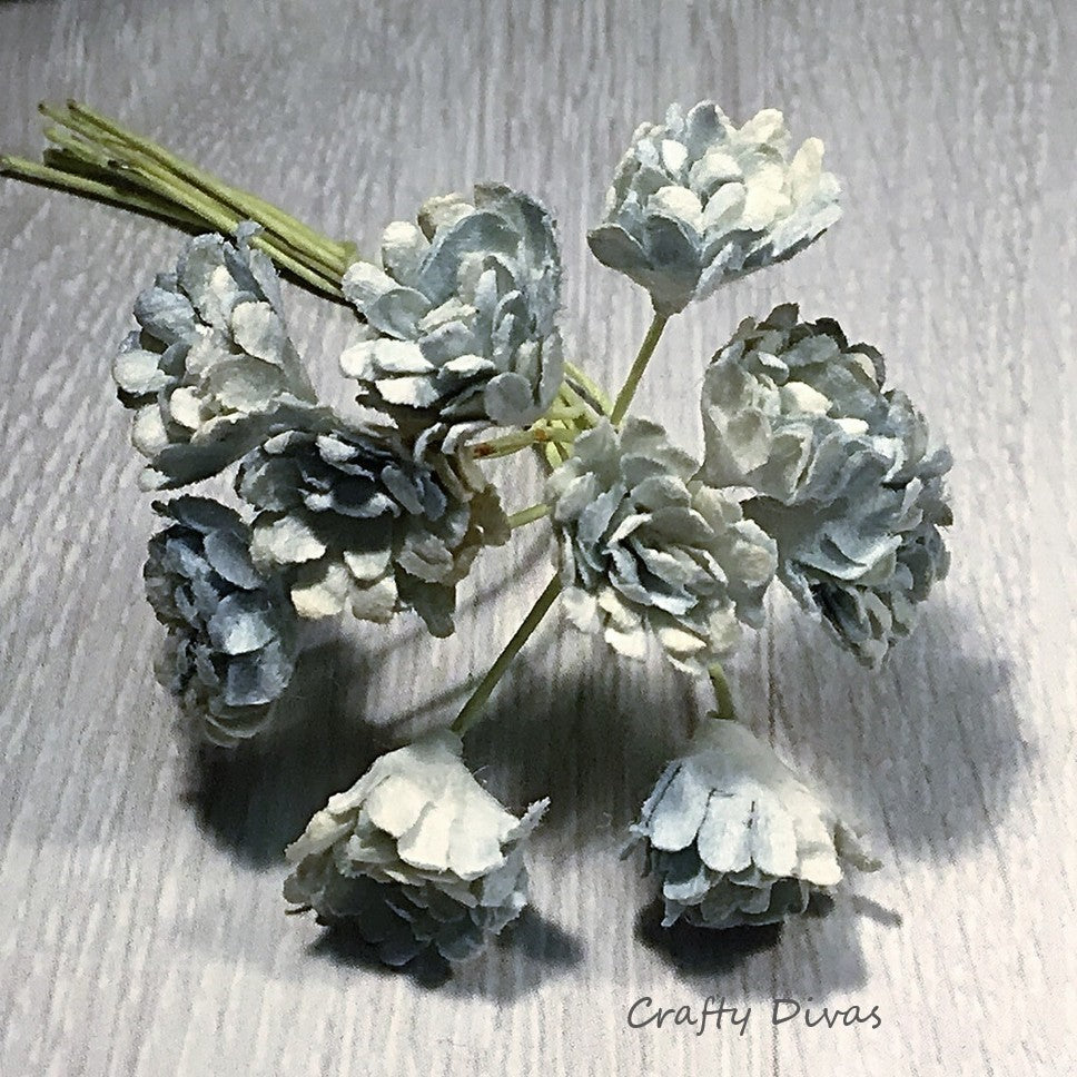 Mulberry Gypsophila Flowers - Shaded Vintage Blue