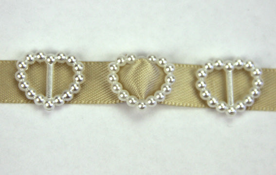 Pearl Heart Buckles 1.5cm - Ivory