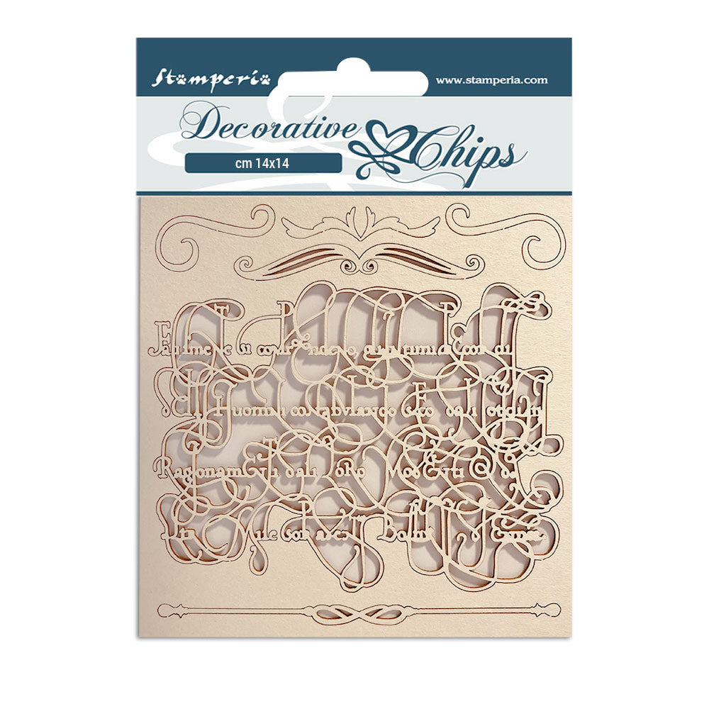 Stamperia Decorative Chips - Garden House Calligraphy