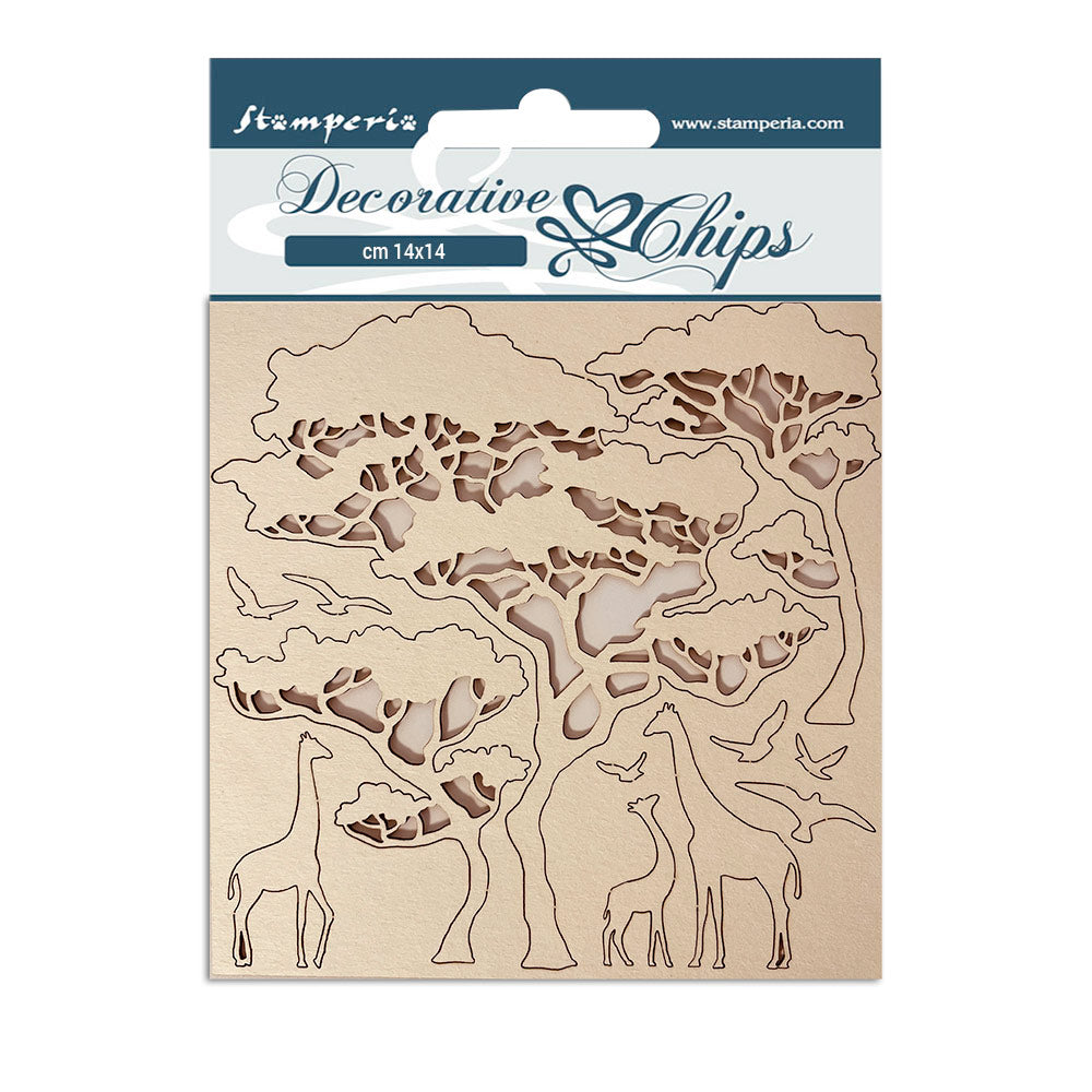 Stamperia Decorative Chips - Savana Zebra and Tree