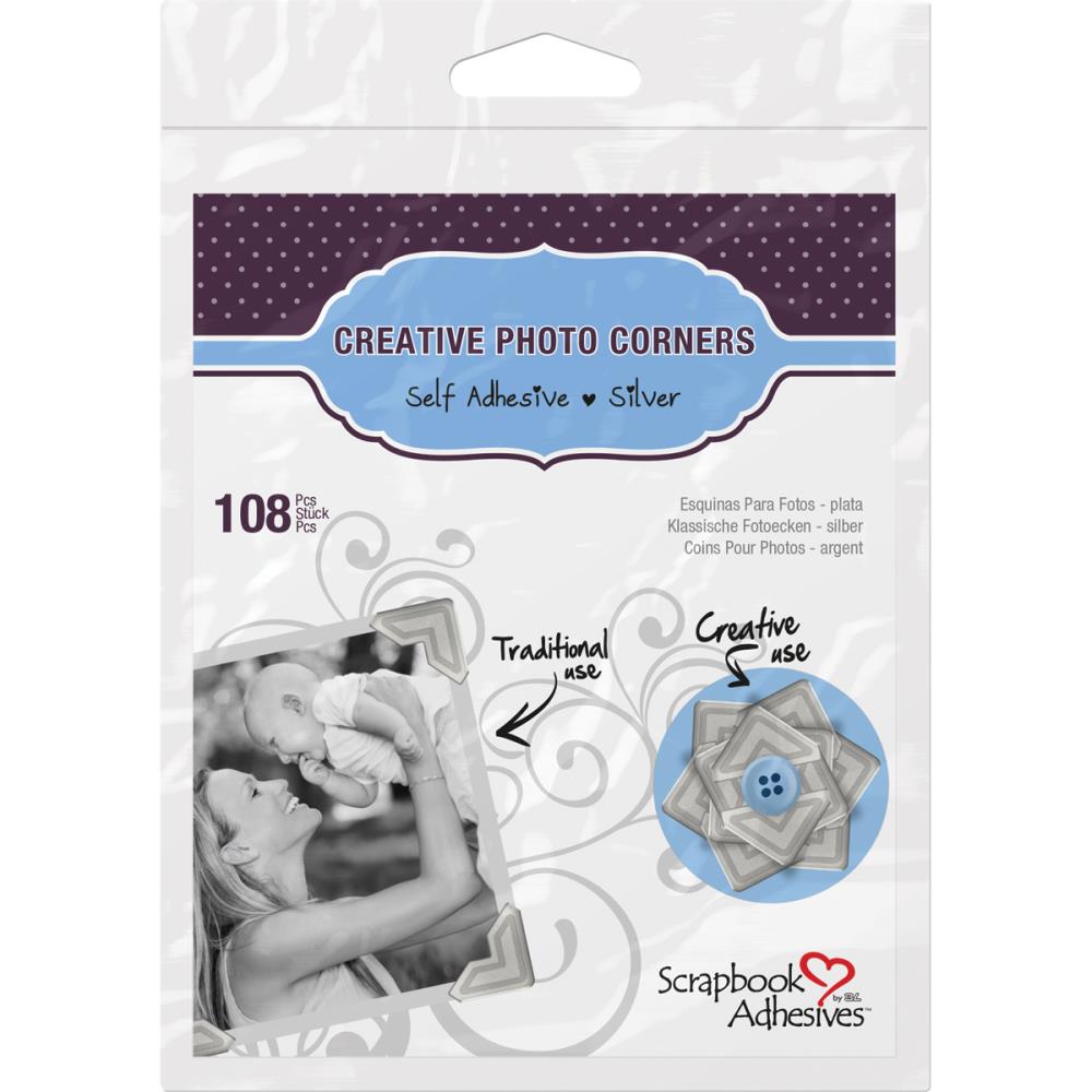 Scrapbook Adhesives Paper Photo Corners Self-Adhesive - Silver