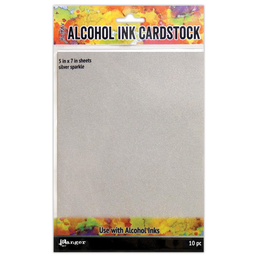Tim Holtz Alcohol Ink Cardstock 5"X7" - Silver Sparkle