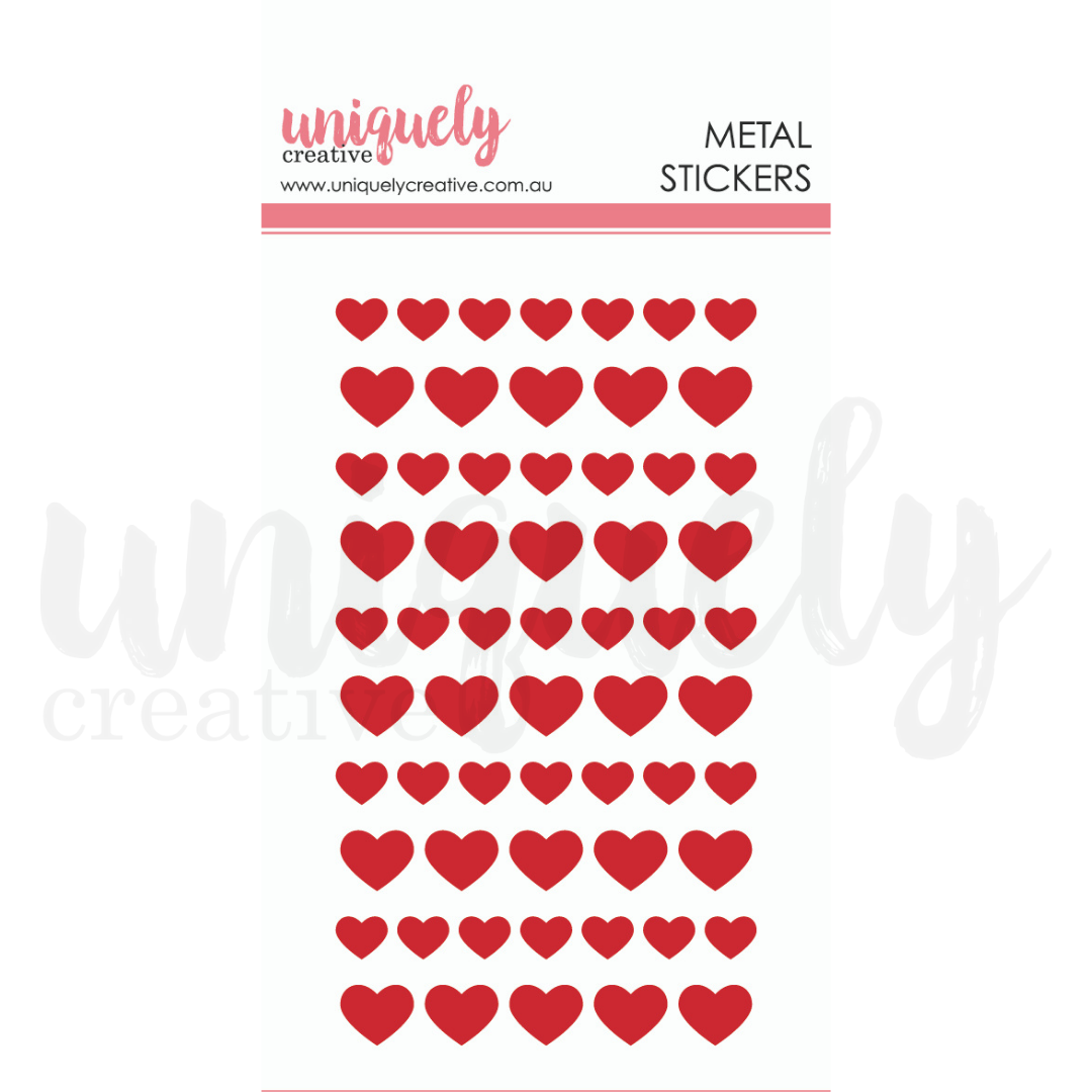 Uniquely Creative - Metal Stickers - Red Hearts