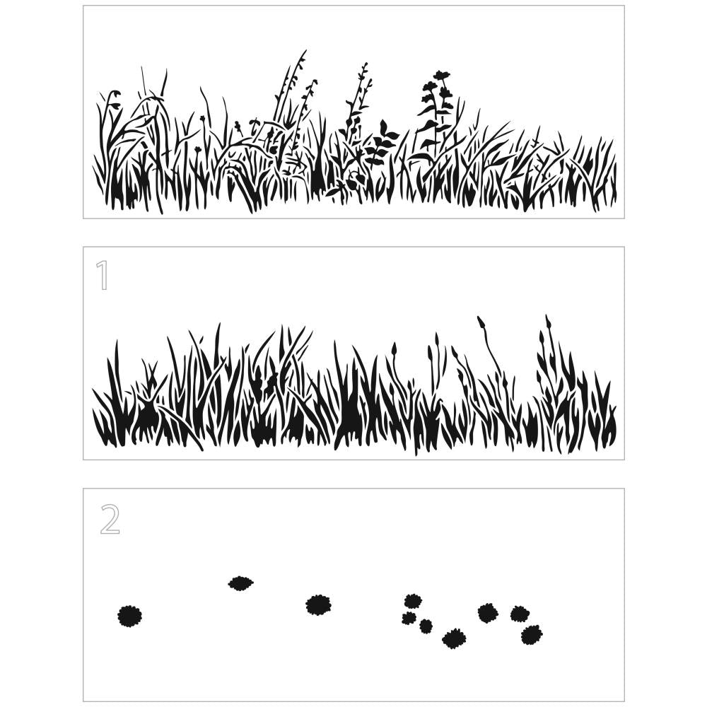 Crafters Workshop Layered Card Stencil 8.5x11 - Slimline Layered Grasses - Crafty Divas