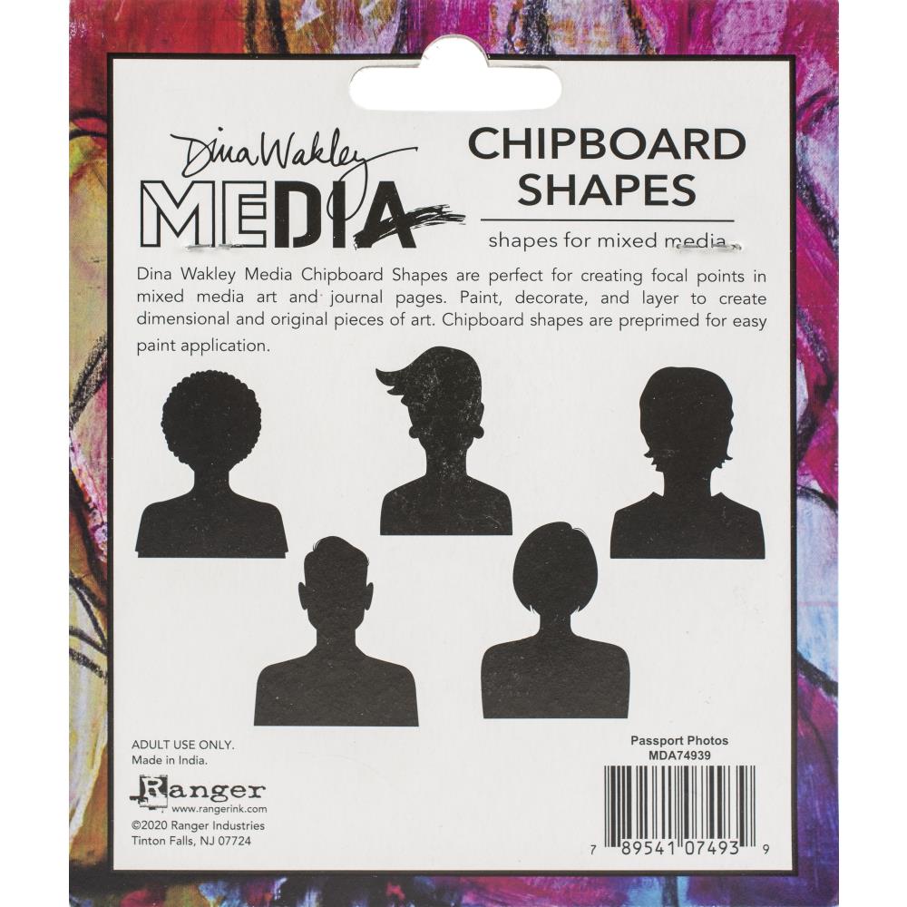 Dina Wakley Media Chipboard Shapes - Passport Photos - Crafty Divas