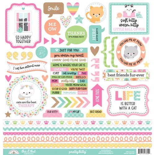 Doodlebug Double-Sided Paper Pack 12X12 - Pretty Kitty - Crafty Divas