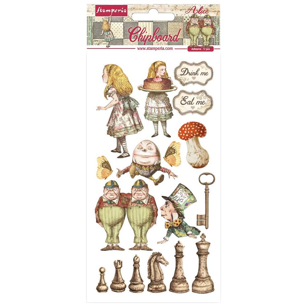 Stamperia Adhesive Chipboard - Alice Through The Looking Glass