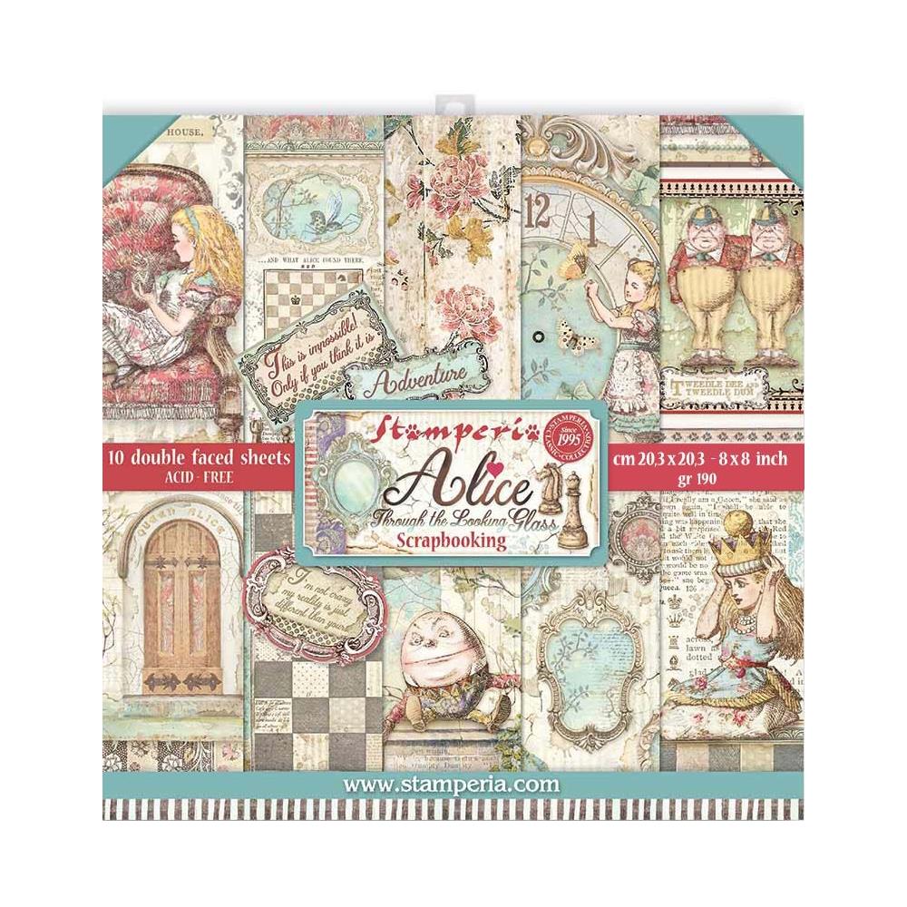 Stamperia Double-Sided Paper Pad 8x8 - Alice Through The Looking Glass