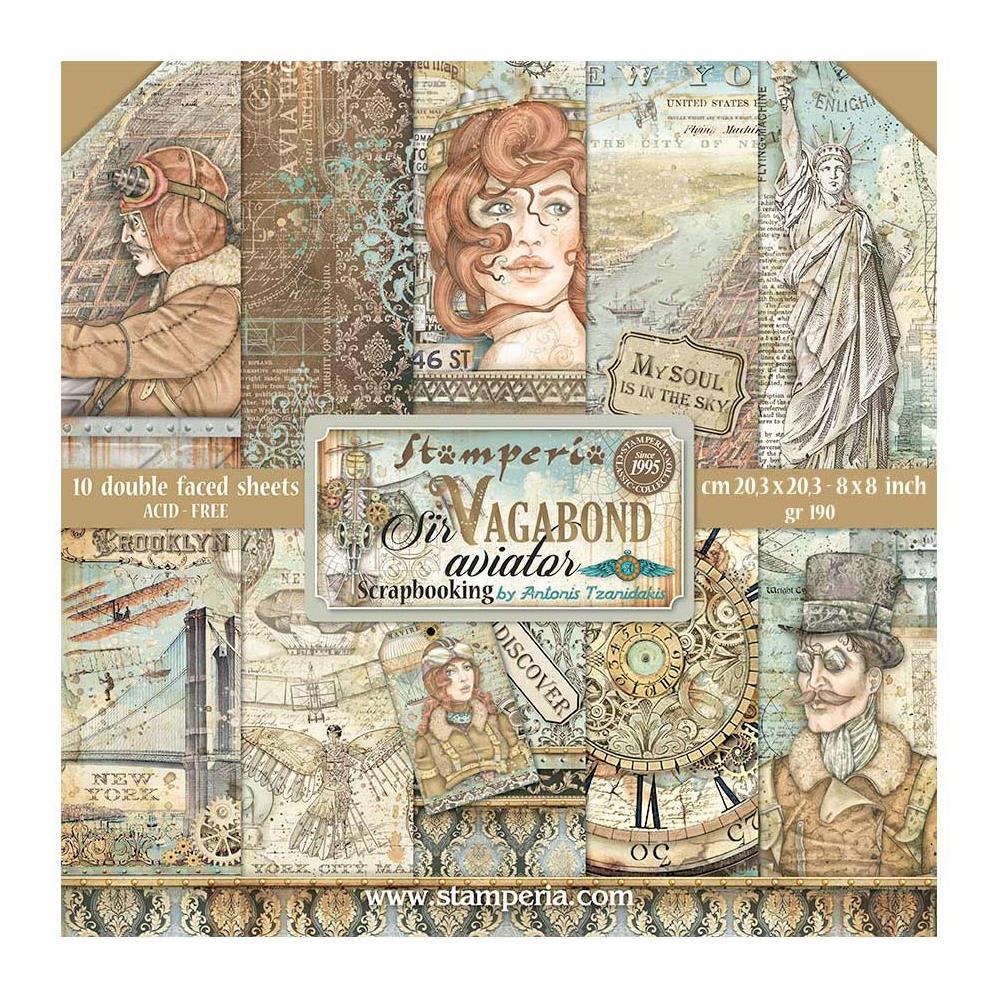 Stamperia Double-Sided Paper Pad - 8x8 - Sir Vagabond Aviator