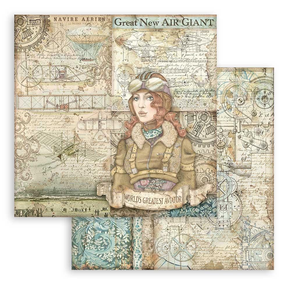 Stamperia Double-Sided Paper Pad - 8x8 - Sir Vagabond Aviator