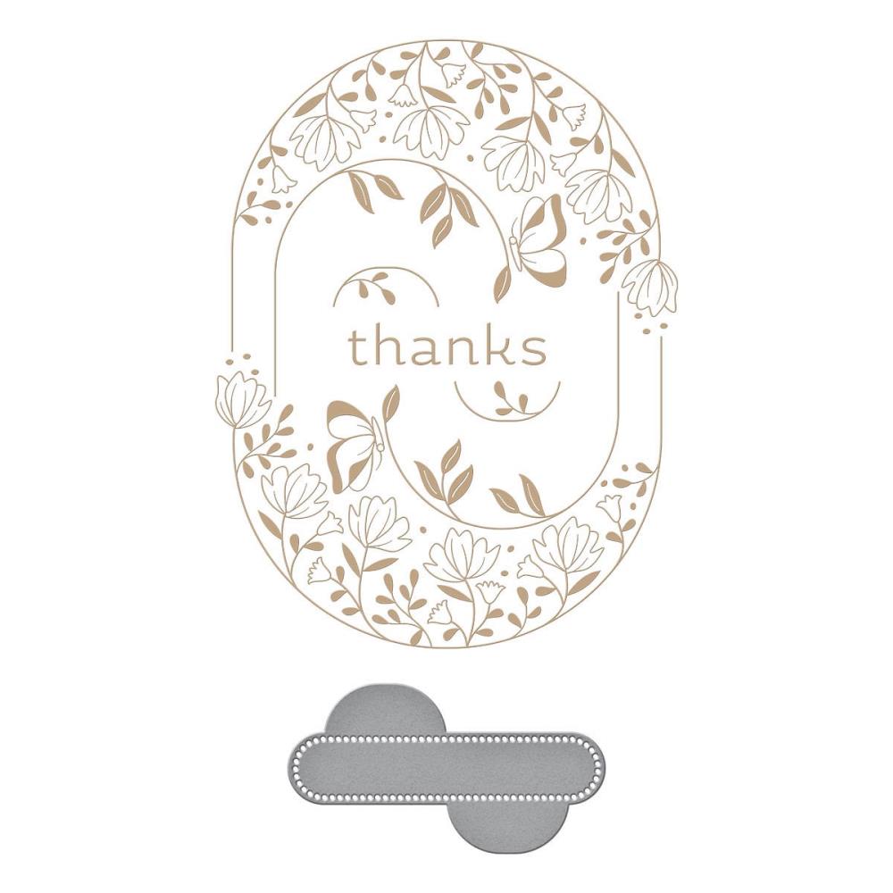 Spellbinders Glimmer Hot Foil Plate & Die From Stylish Ovals - Stylish Oval Thanks