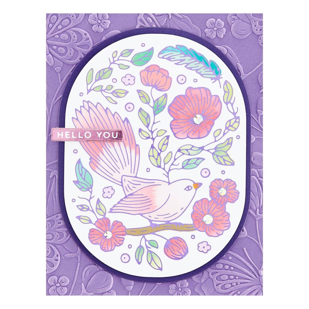 Spellbinders Glimmer Hot Foil Plate From The Stylish Ovals - Stylish Oval Floral Bird