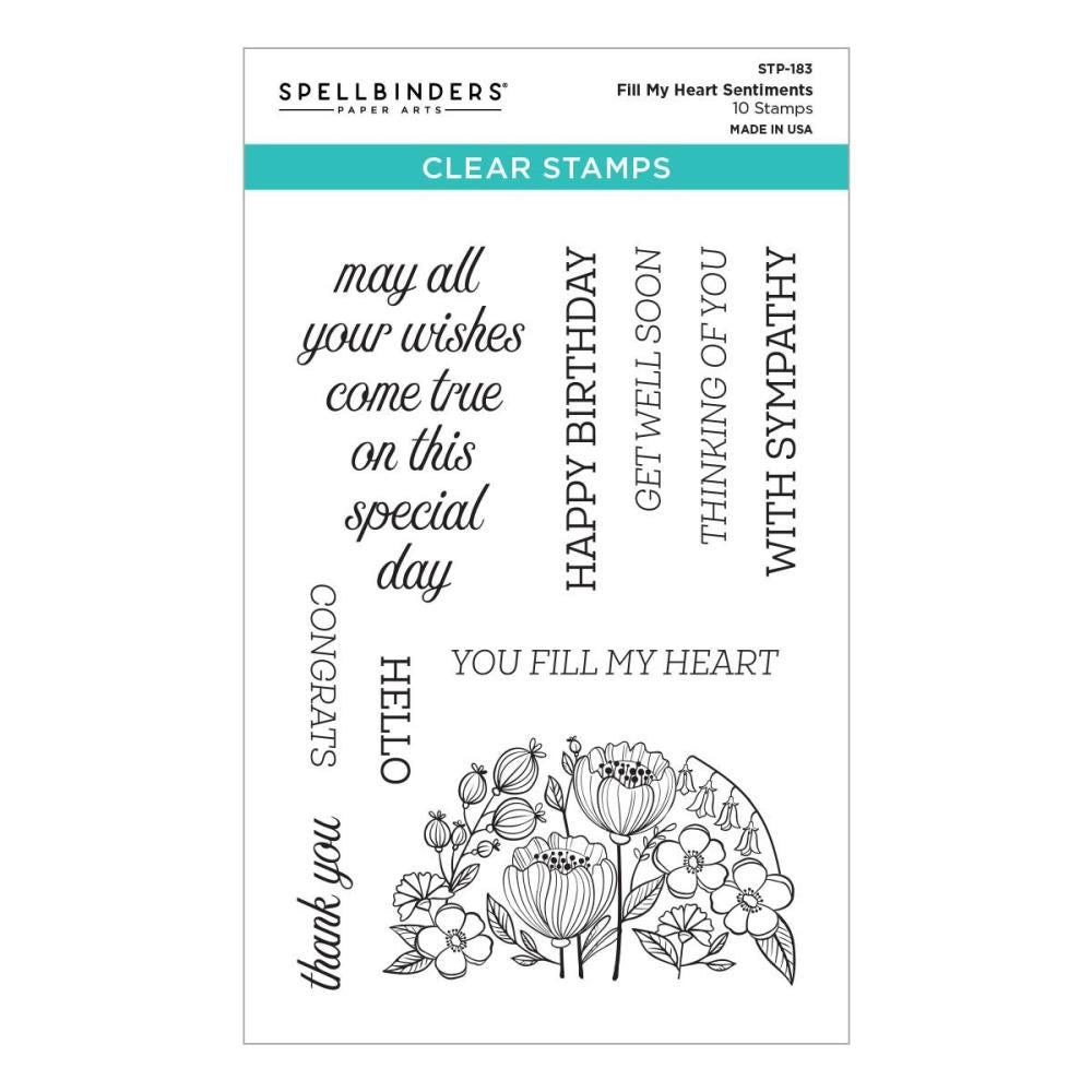 Spellbinders Clear Acrylic Stamps From The Stylish Ovals - Fill My Heart Sentiments
